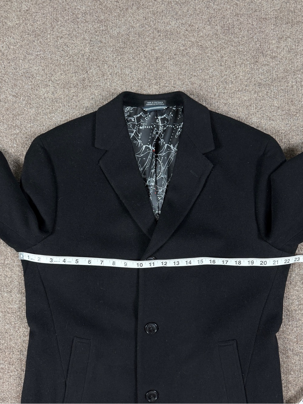 Nautica Black Mid Length Wool Cashmere Single Breasted Coat Men’s 40 M Overcoat - Picture 9 of 9